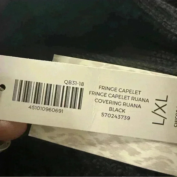 NEW Chicos Women’s L/XL Fringe Capelet Ruana Shawl Heavy Cotton Blend NWT - Picture 11 of 12